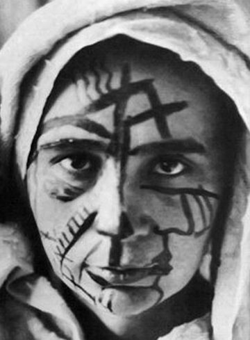 Natalia Gontcharova with face paint in Moscow