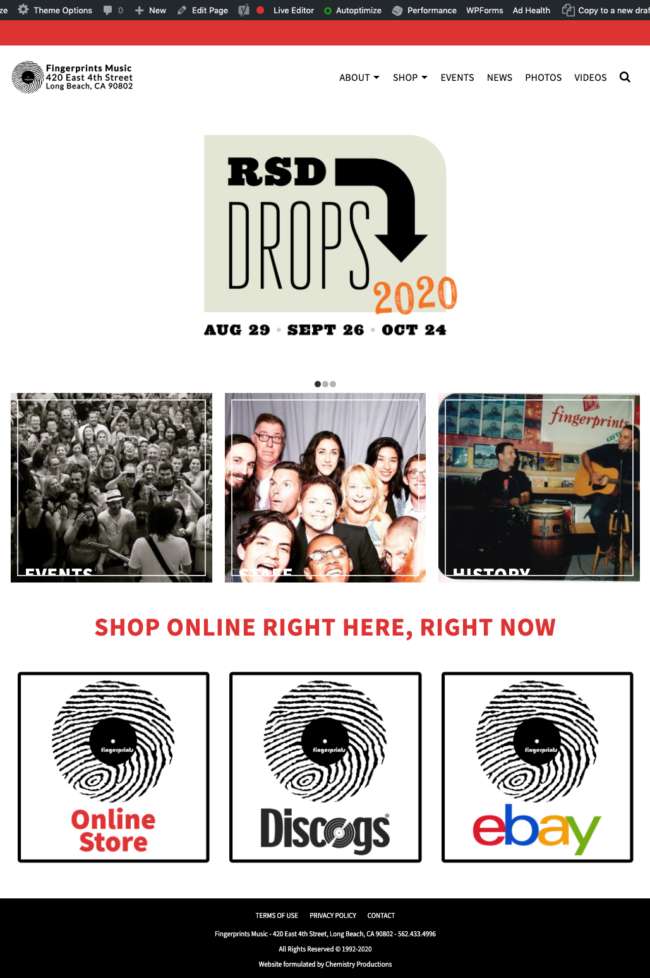 Fingerprints Music Website Homepage Formulated by Chemistry Productions