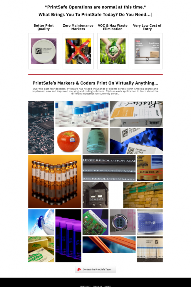 PrintSafe Homepage - design by Chemistry Productions