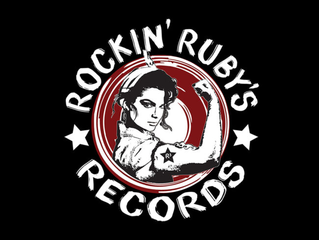 Rockin' Ruby's Records logo 2.0 on black background