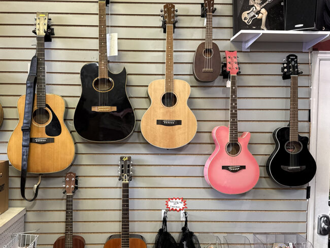 Acoustic guitars (and Shaun Cassidy) at Rockin' Ruby's Poulsbo store