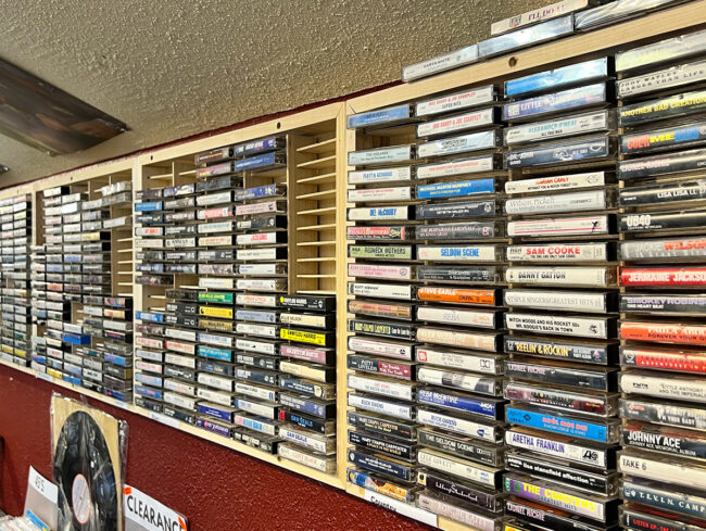 Cassette racks at Rockin' Ruby's Records in Poulsbo, WA