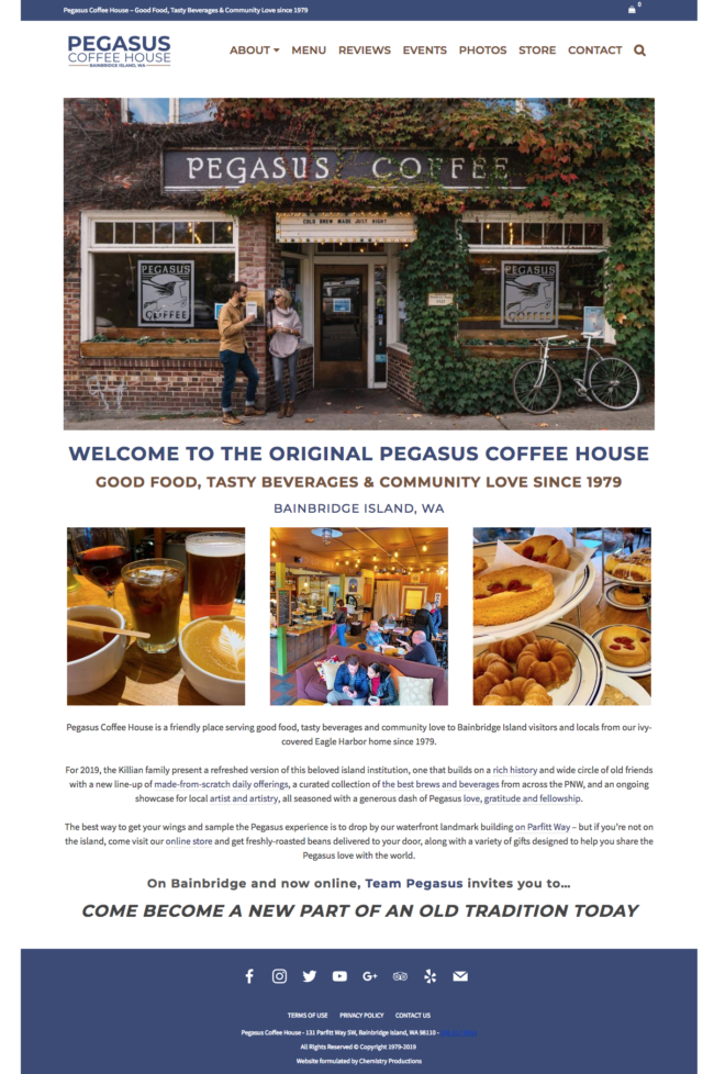 Website Homepage - Pegasus Coffee House